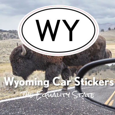 WY State of Wyoming oval car sticker