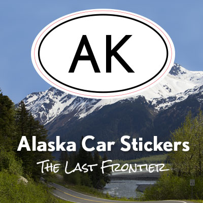 AK State of Alaska oval car sticker