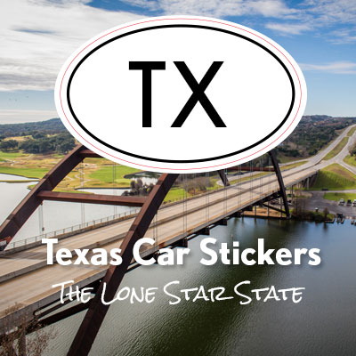 TX Great State of Texas oval car sticker