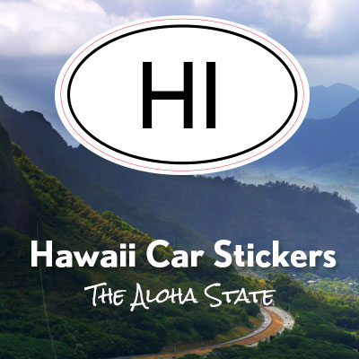 HI State of Hawaii oval car sticker