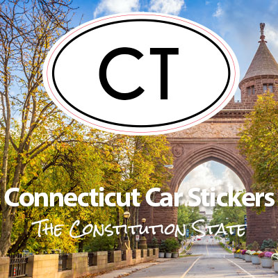 CT State of Connecticut oval car sticker