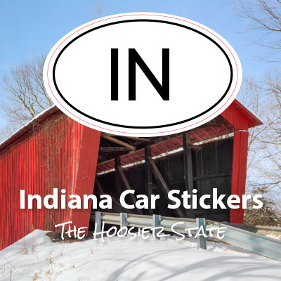 IN State of Indiana oval car sticker