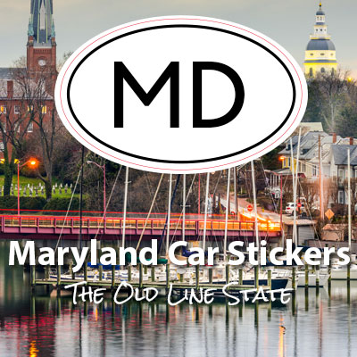 MD State of Maryland oval car sticker