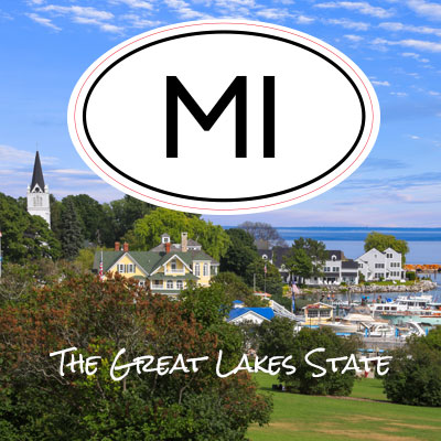 MI State of Michigan oval car sticker