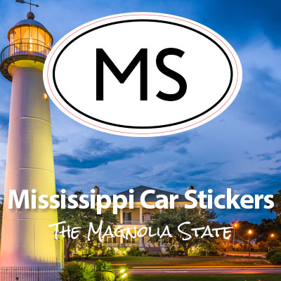 MS State of Mississippi oval car sticker