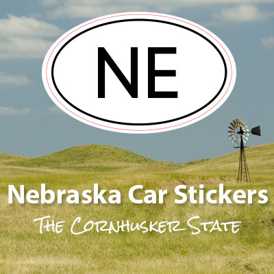 NE State of Nebraska oval car sticker