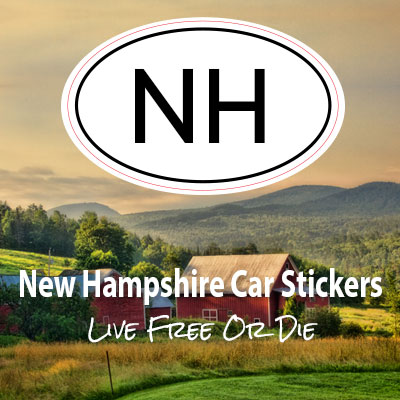 NH State of New Hampshire oval car sticker