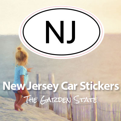 NJ State of New Jersey oval car sticker