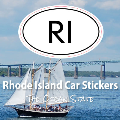 RI State of Rhode Island oval car sticker