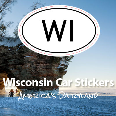 WI State of Wisconsin oval car sticker