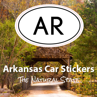 AR State of Arkansas oval car sticker