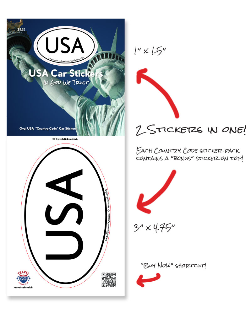 USA United States of America oval car sticker